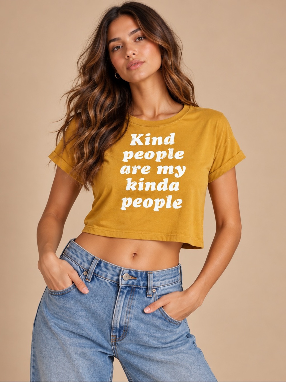 Mustard Yellow Kind People Graphic Tee Boho Inspirational Positive Vibes S